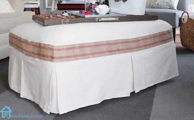 drop cloth material slipcover for ottoman