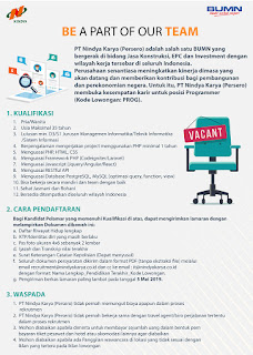 Lowongan Kerja BUMN Mei 2019 - PT Nindya Karya (Persero)