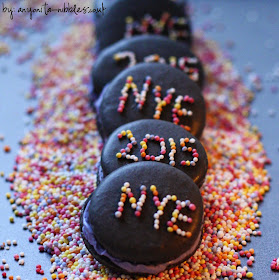 A line of NYE gluten free French macarons from Anyonita-Nibbles.co.uk