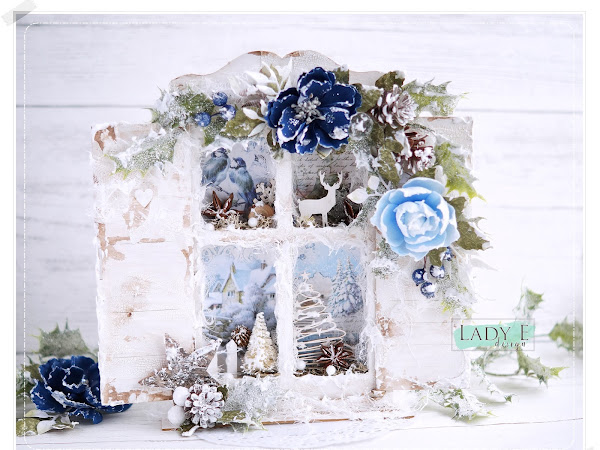 Winter Window Shadowbox with Foamiran Flowers