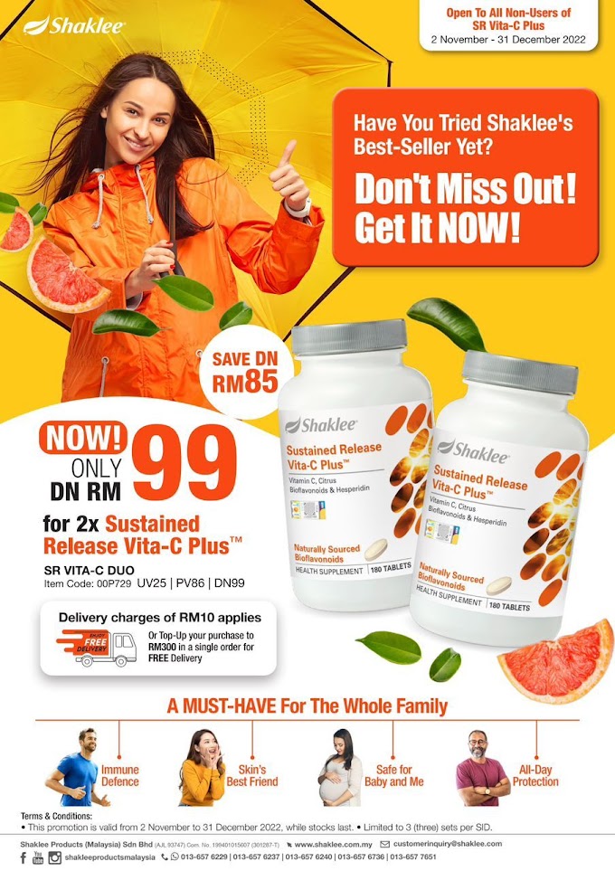 PROMOSI VITAMIN C PLUS SHAKLEE 2 BOTOL RM 99 SAHAJA 