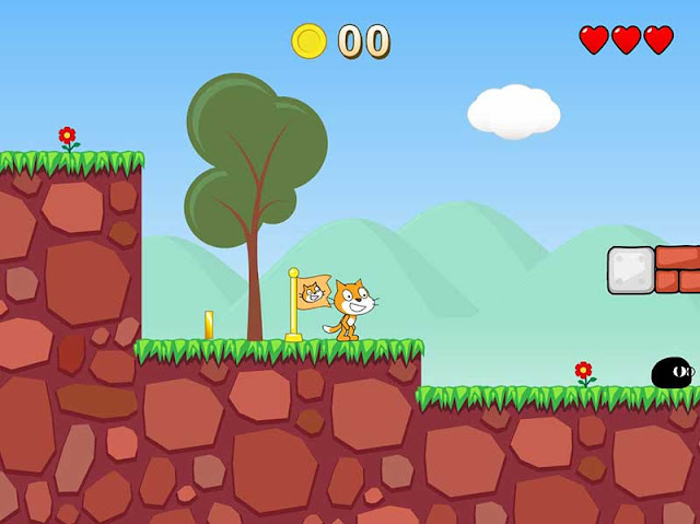 Screen shot from a 2D game made using scratch