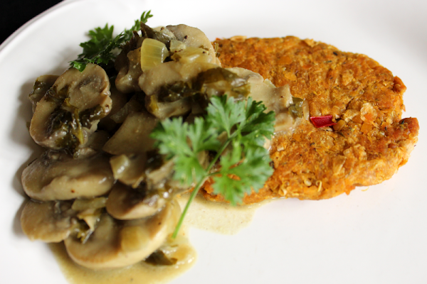 Chickpea Cutlets with Mushroom Sauce