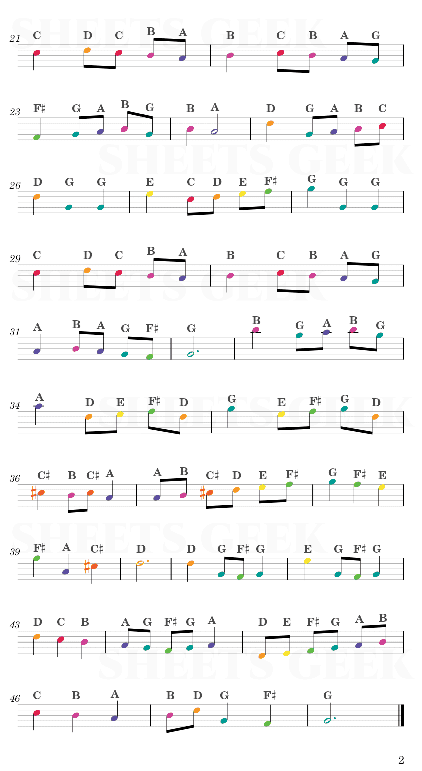 Minuet In G Major, Anh. 114 - Bach Easy Sheet Music Free for piano, keyboard, flute, violin, sax, cello page 2