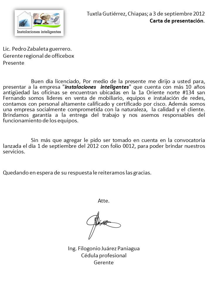 Practicas: carta de presentacion