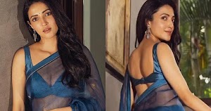 neha shetty cleavage sheer backless saree