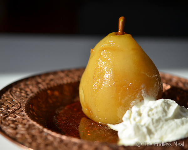 AMARETTO POACHED PEARS