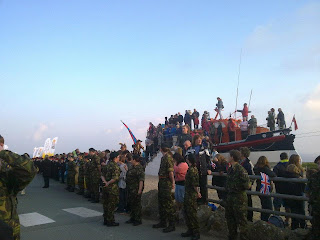 RNLI life boat at Lands End Olympic torch relay 2012