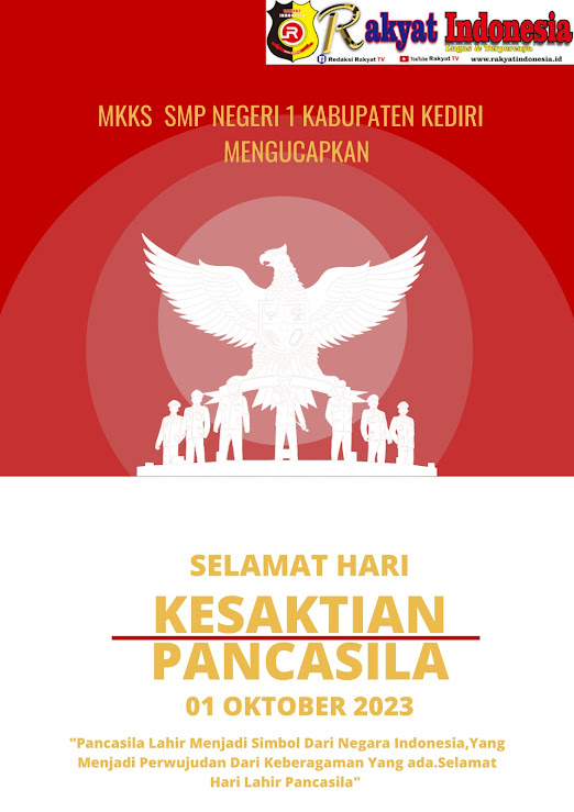 MKKS SMP NEGERI KABUPATEN KEDIRI MENGUCAPKAN SELAMAT HARI KESAKTIAN PANCASILA 1 OKTOBER 2023