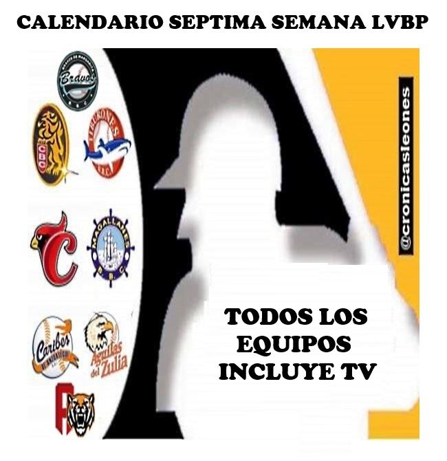 CALENDARIO TODOS LOS EQUIPOS LVBP - SEPTIMA SEMANA - INCLUYE TV