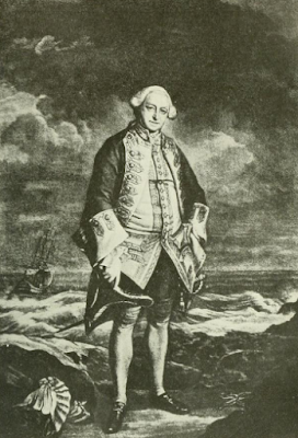 Admiral Edward Boscawen from the painting  by Sir Joshua Reynolds from An Historical   Journal of the Campaigns in North America  by Captain John Knox (1914)