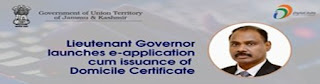 E-application-cum-issuance of domicile certificate in J&K UT