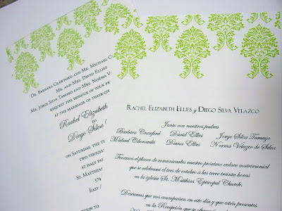 Rachel recently came to us in love with our damask wedding invitation