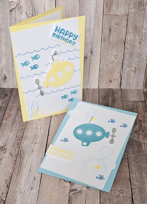 Submarine Life stampin up fun easy birthday  cards