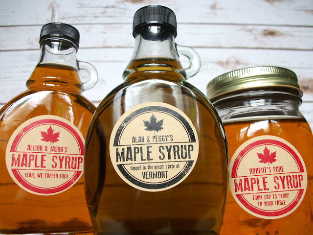 Custom Kraft Rubber Stamp Maple Syrup labels