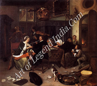 Jan Steen (1626-79) The Dissolute Household, Born in Leyden, the son of a brewer, Jan Steen was one of the most prolific genre painters of the 17th century. Like many of his works, The Dissolute Household abounds with moralizing details.