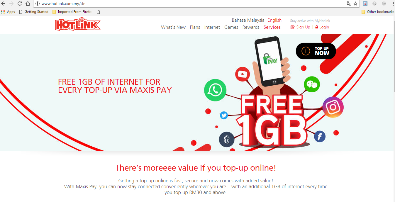 FREE 1GB INTERNET FOR EVERY TOPUP VIA MAXIS PAY