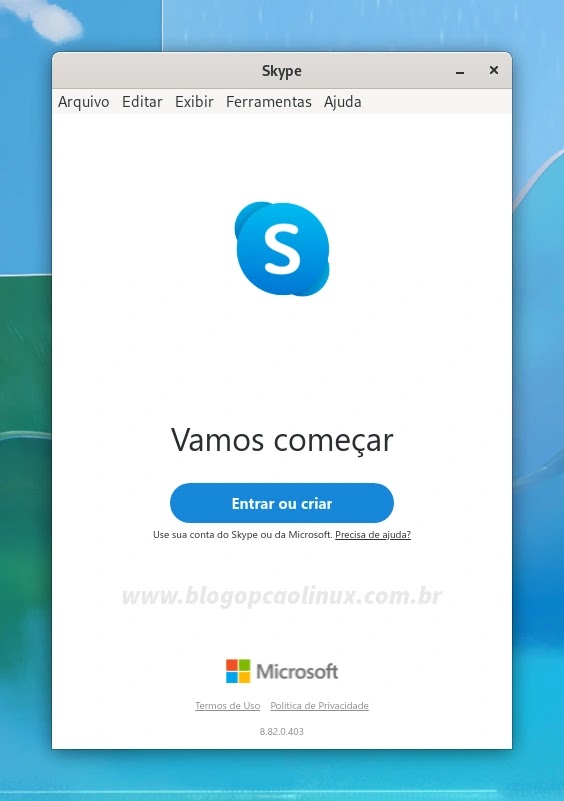 Skype executando no Fedora 36 Workstation