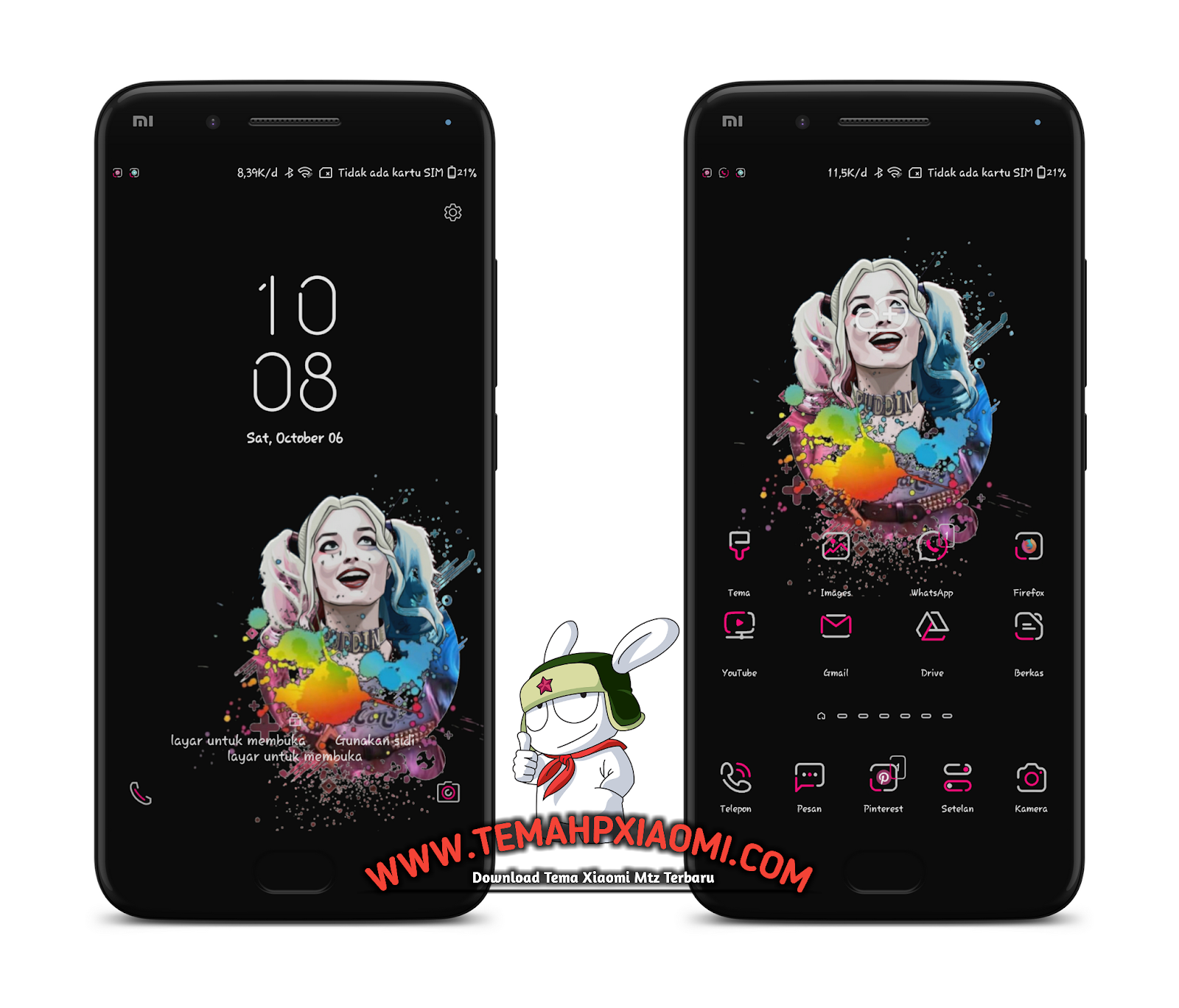 Tema Xiaomi Untuk MIUI 10 Harley Quinn Pinker's UI Mtz by Thantra Full Mod Tembus Semua Aplikasi ...