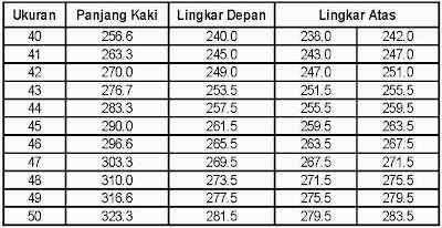 ukuran sepatu laki-laki