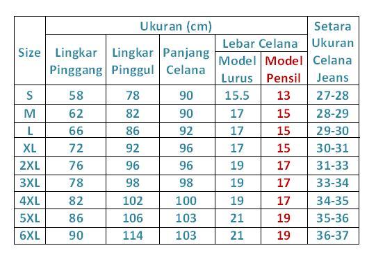 24+ Ukuran Celana