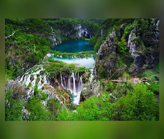 This is an illustration of Plitvice Lakes National Park (One of the Most Beautiful National Parks in the World