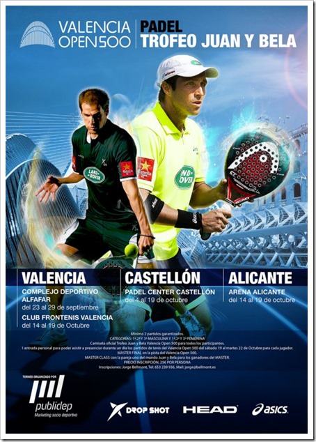 El pádel también será protagonista con el Trofeo Juan y Bela Valencia Open 500 ATP Word Tour 2013