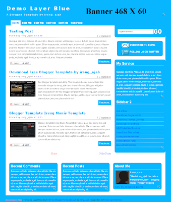 simple free blogger template blue color