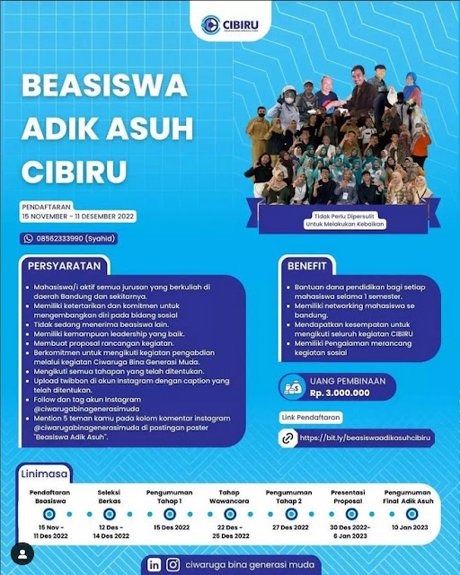 TELAH DIBUKA BEASISWA ADIK ASUH CIBIRU 2022