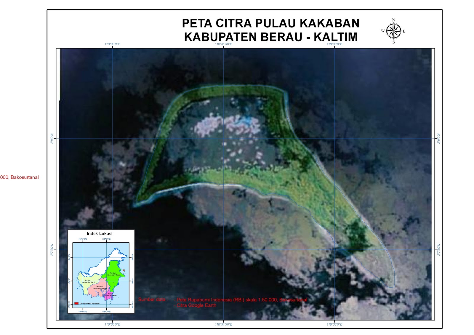 DATA SPASIAL GIS peta  citra pulau derawan kabupaten berau