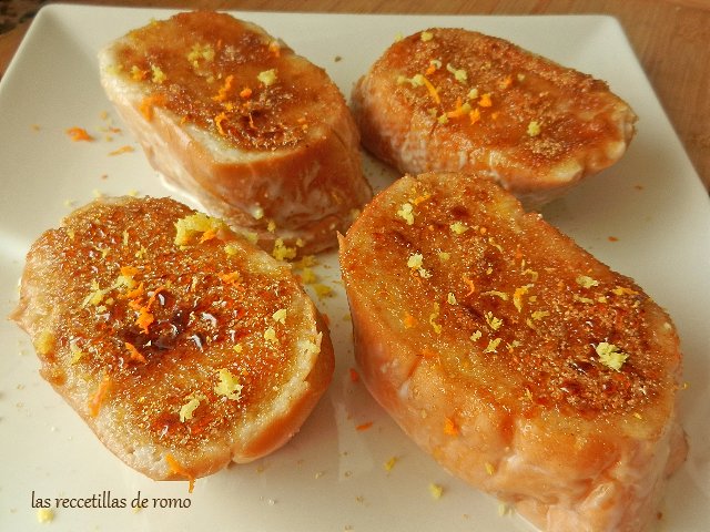 Torrijas con leche de coco