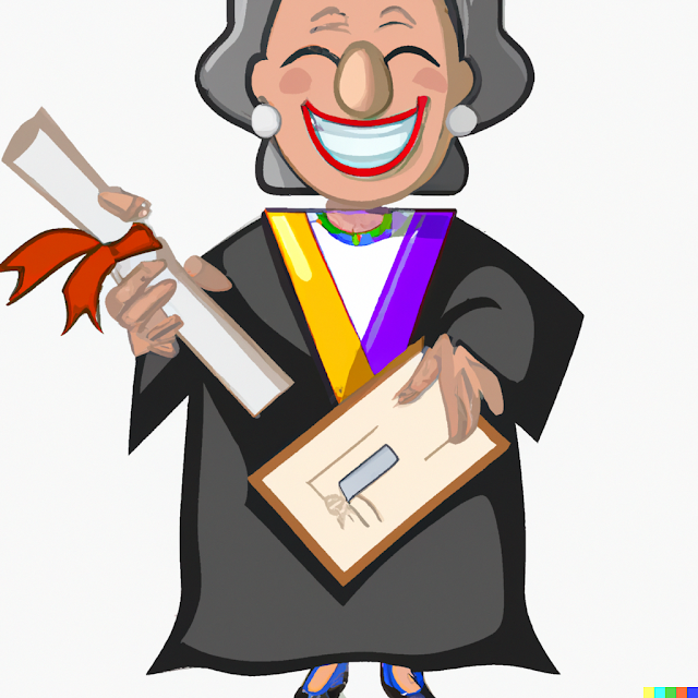Female Senior Citizen with a degree