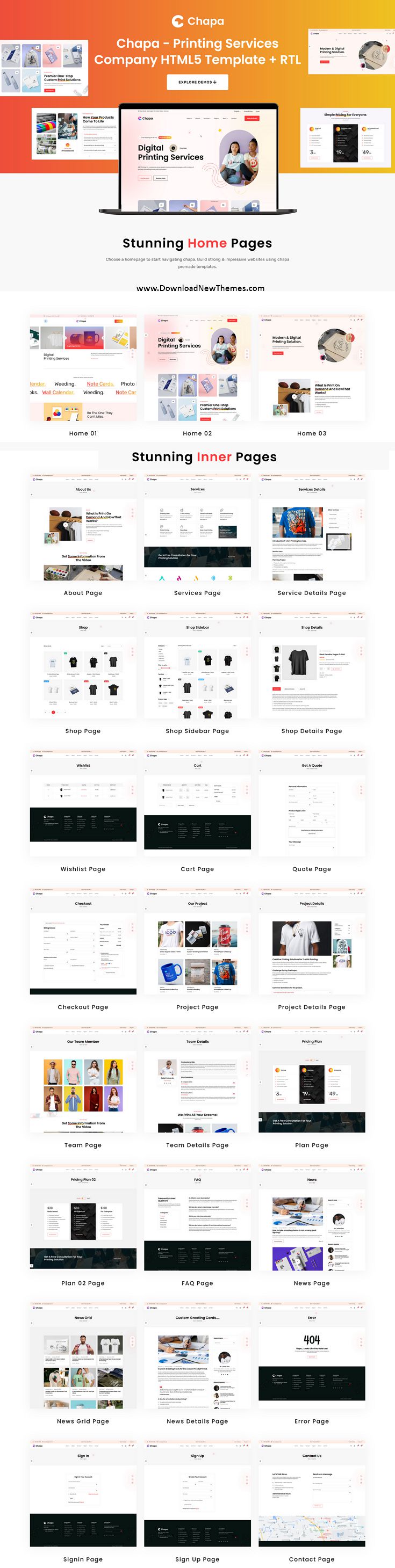 Chapa - Printing Services Company HTML5 Template + RTL Review