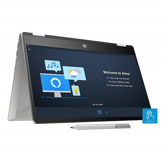 HP Pavilion x360 Core i3 10th Gen 14-inch HD Touchscreen 2-in-1 Alexa Enabled Laptop (4GB/256GB SSD/Windows 10/MS Office/Inking Pen/Natural Silver/1.59 kg)