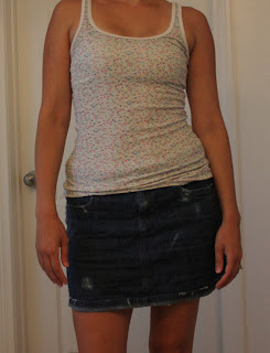 distressed denim skirt