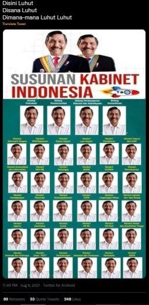 Jadikan Luhut MENSTRUASI (Menteri Segala Urusan dan Situasi) adalah Bukti Manajerial Jokowi Berantakan