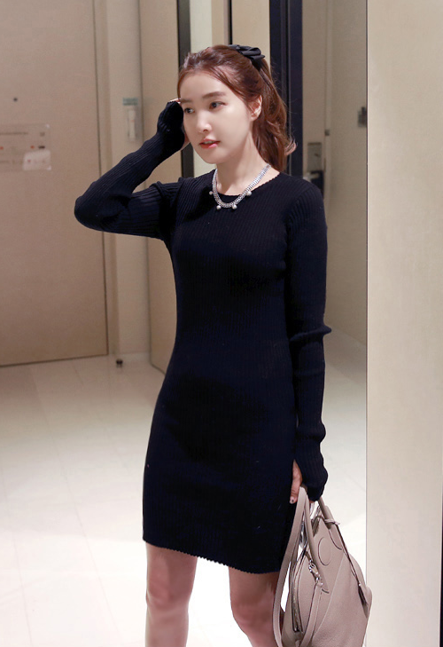  Rib Knit Sheath Dress