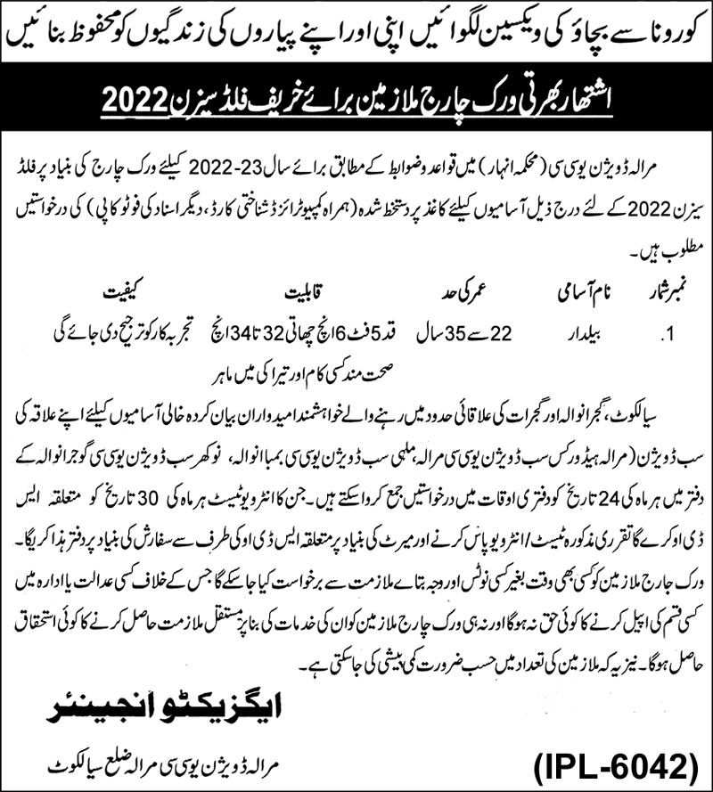 Latest Anhar Department Management Posts Sialkot 2022