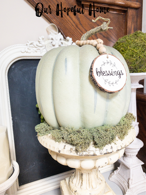 faux pumpkin fall French urn display