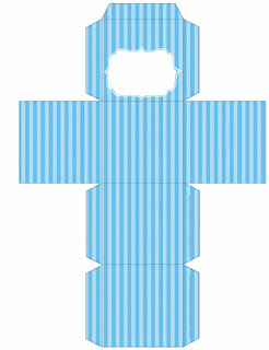 Blue Stripes and Light Blue Free Printable Cube Box.