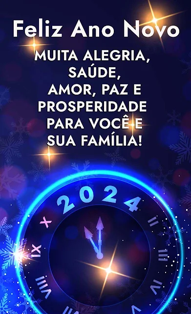 Feliz Ano Novo 2024 Fundo Com Relógio Para Whatsapp