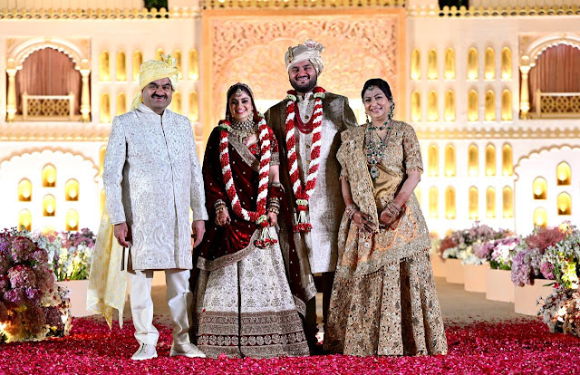 Gautam Adani's son Jeet marries Diva Shah in a "small, extremely private ceremony."