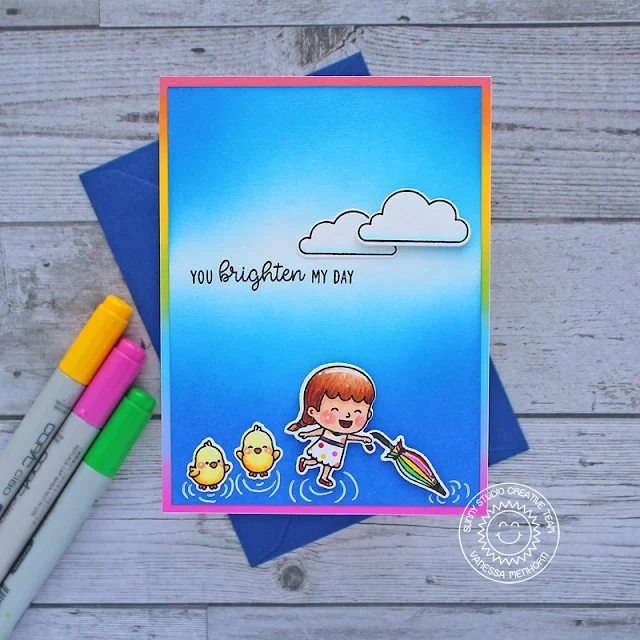 Sunny Studio Stamps: Spring Showers Chubby Bunny Spring Themed Card by Vanessa Menhorn