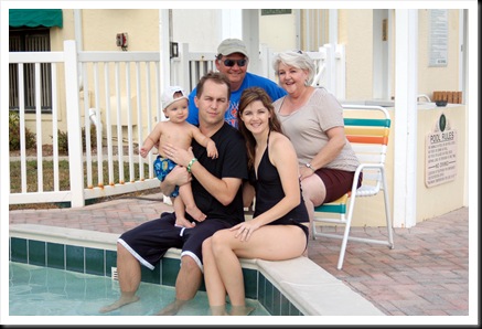 family pic at pool