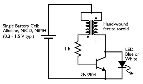 Circuit Project: 0.3 to 1.5V LED Flashlight