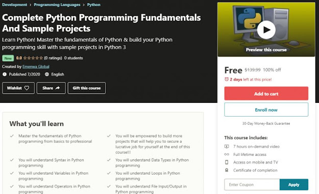 [100% Off] Complete Python Programming Fundamentals And Sample Projects| Worth 139,99$