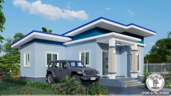 Rumah minimalis dengan kombinasi warna biru
