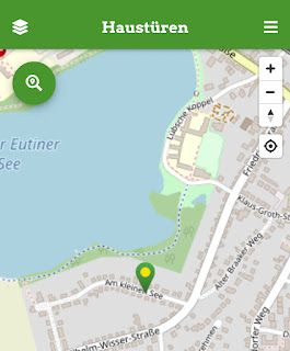 Screenshot der Wahlkampfapp der Grünen: Karte, auf der ich die Haustüren eintragen kann.