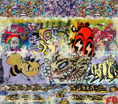 Graffiti Alphabet a Combination of Cartoon Graffiti Murals with Digital