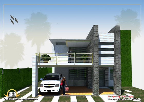 Modern Home Design - 3120 Sq. Ft. (290 Sq. M.)(347 Square Yards) - March 2012